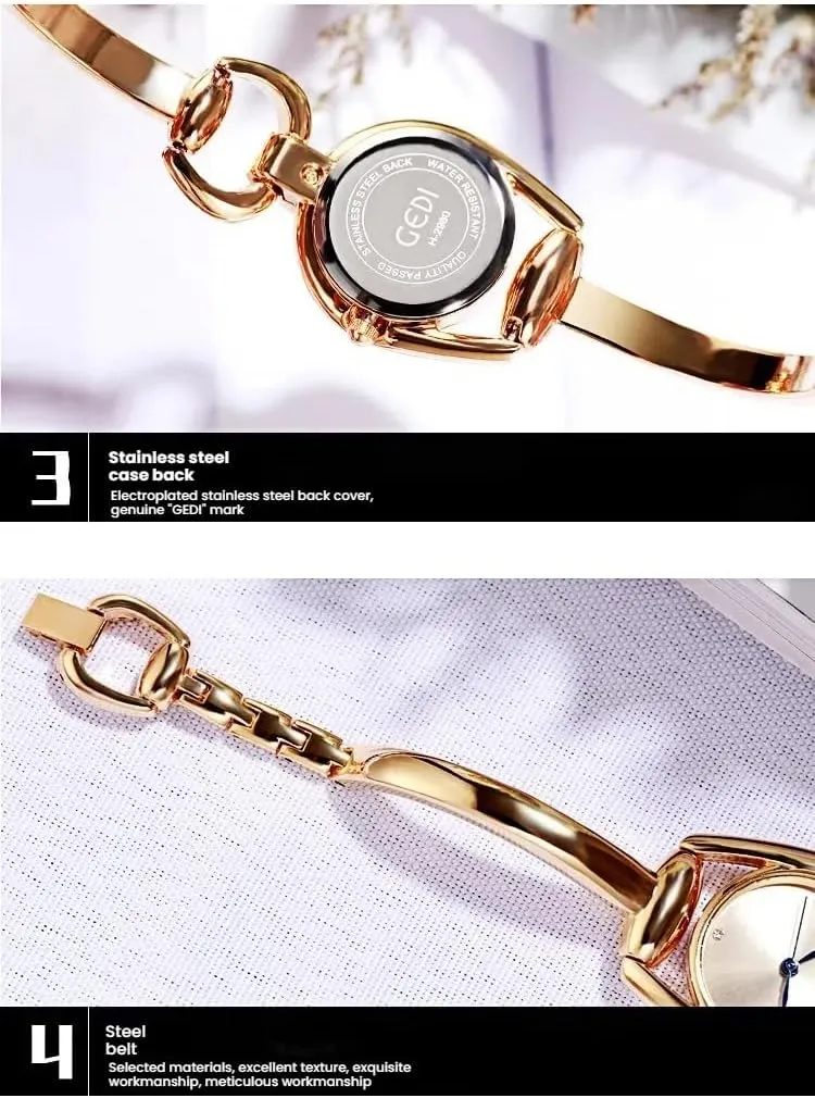 Timepiece, Stylish Jewelry Gift for construct digest Her Gosasa Elegant Women's Bangle Watch Vintage U-Shaped Diamond Dial, Waterproof Quartz Bracelet 