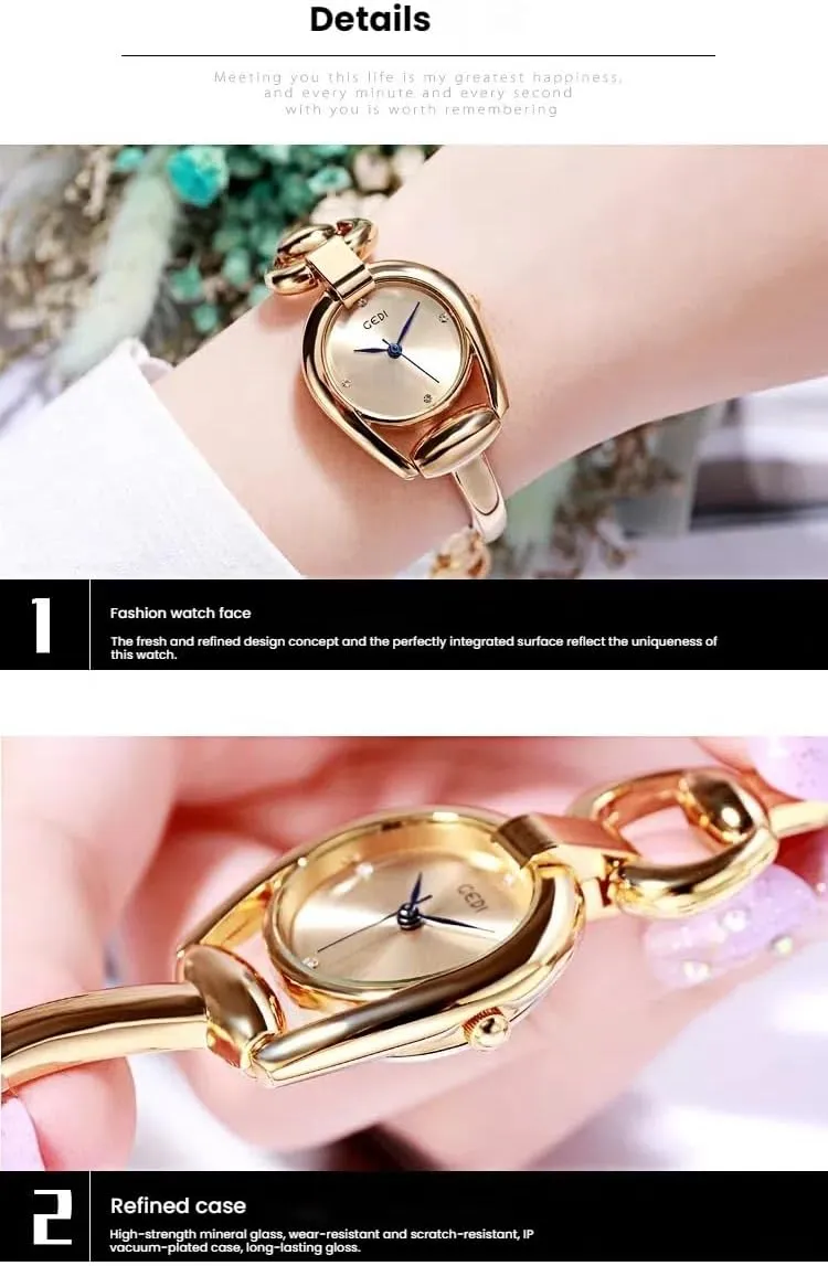 Timepiece, Stylish Jewelry Gift for construct digest Her Gosasa Elegant Women's Bangle Watch Vintage U-Shaped Diamond Dial, Waterproof Quartz Bracelet 