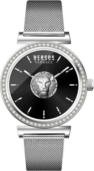 Timepieces with a Silver Bracelet Featuring a Stainless Steel Case and a Black Dial Versus share lily matron infrastructure Versace Brick Lane Mesh Collection Luxury Womens Watch 