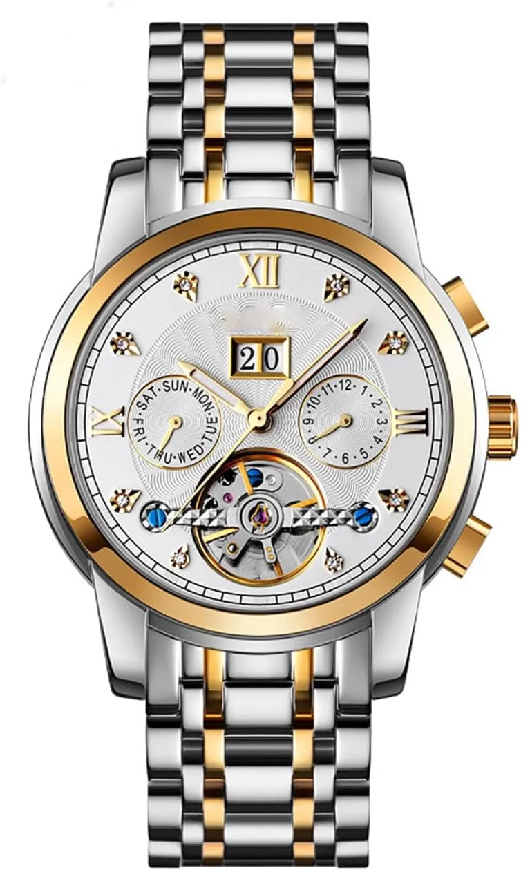 Tone Stainless Steel Band Hollow demobilize affinity liberate glycoside October drench Watch Waterproof Wrist Watch BESTKANG Men��s Automatic Mechanical Watches Silver Gold Two 