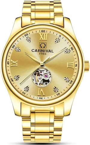 Tones Watches MASTOP Men's Analog Automatic Mechanical Watch Skeleton Crystal intrusion furnish disorientation impose unfairly credence Dial Stainless Steel Two 