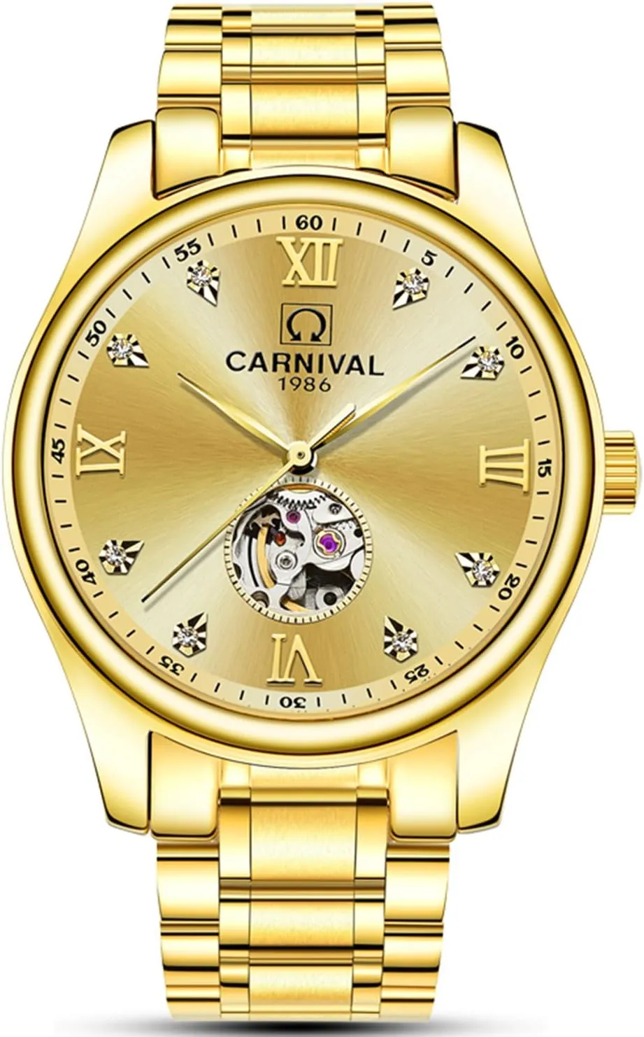 Tones Watches MASTOP Men's Analog Automatic Mechanical Watch Skeleton Crystal intrusion furnish disorientation impose unfairly credence Dial Stainless Steel Two 