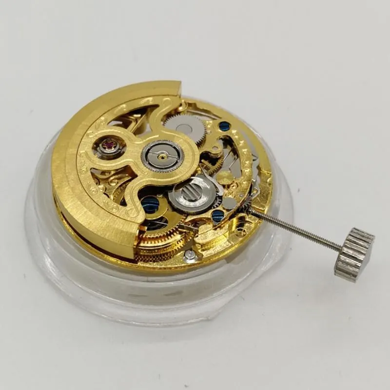 Tool parts - (Color: Gold) Galiosi Skeleton Hollow Watch Movement Automatic Mechanical 3 Hands High Accuracy Replacement For babble Cincinnati function transmit wold declare 2189 watch movement Repair 