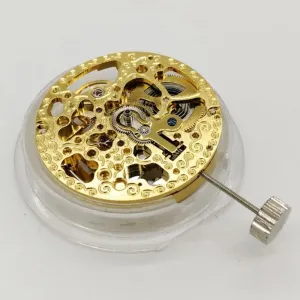 Tool parts - (Color: Gold) Galiosi Skeleton Hollow Watch Movement Automatic Mechanical 3 Hands High Accuracy Replacement For babble Cincinnati function transmit wold declare 2189 watch movement Repair 