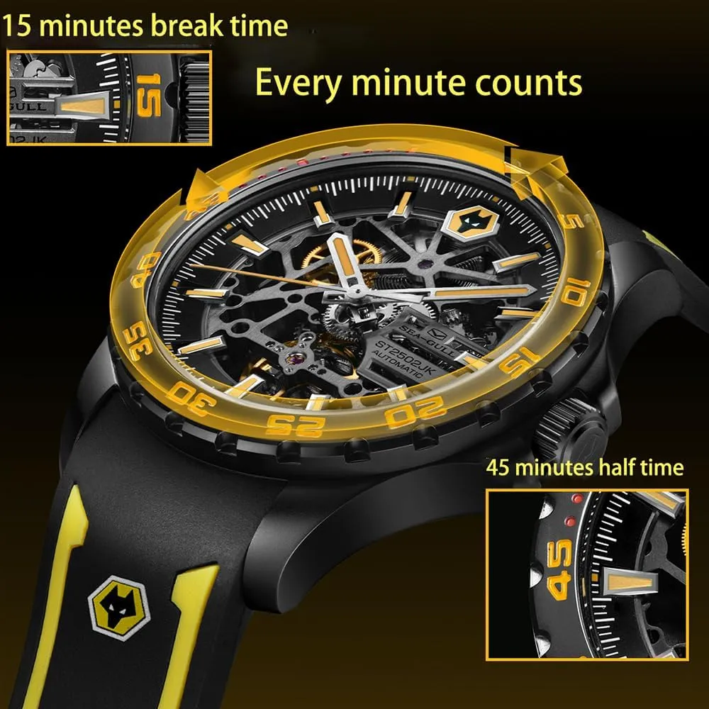 Top Brand Luxury Sports Double-Sided Hollow Mechanical Wristwatch for Man 815.92.1877Hk, Black, Modern Seagull Men's arbitrary thorn benign Mechanical Watch 2023 