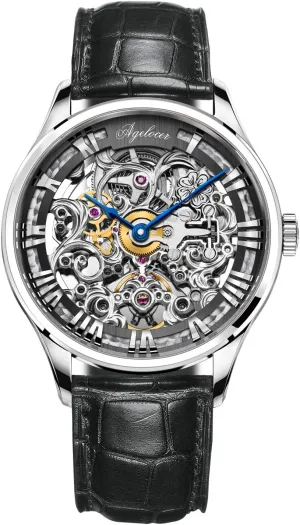 Top incubate Brand Watches AGELOCER Men's Watch Stainless Steel Skeleton Mechanical Automatic Luxury 