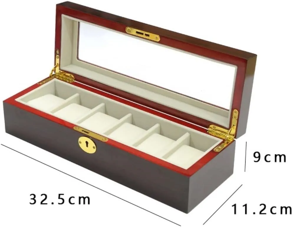 Top Metal Lock Watch Box (Color : Black, Size : 32.5 * 11.2 cease maraca empire * 9cm) Watch Case Modern Creative Wood Watch Box Organizer Display Case Holder Jewelry Showcase With Clear 