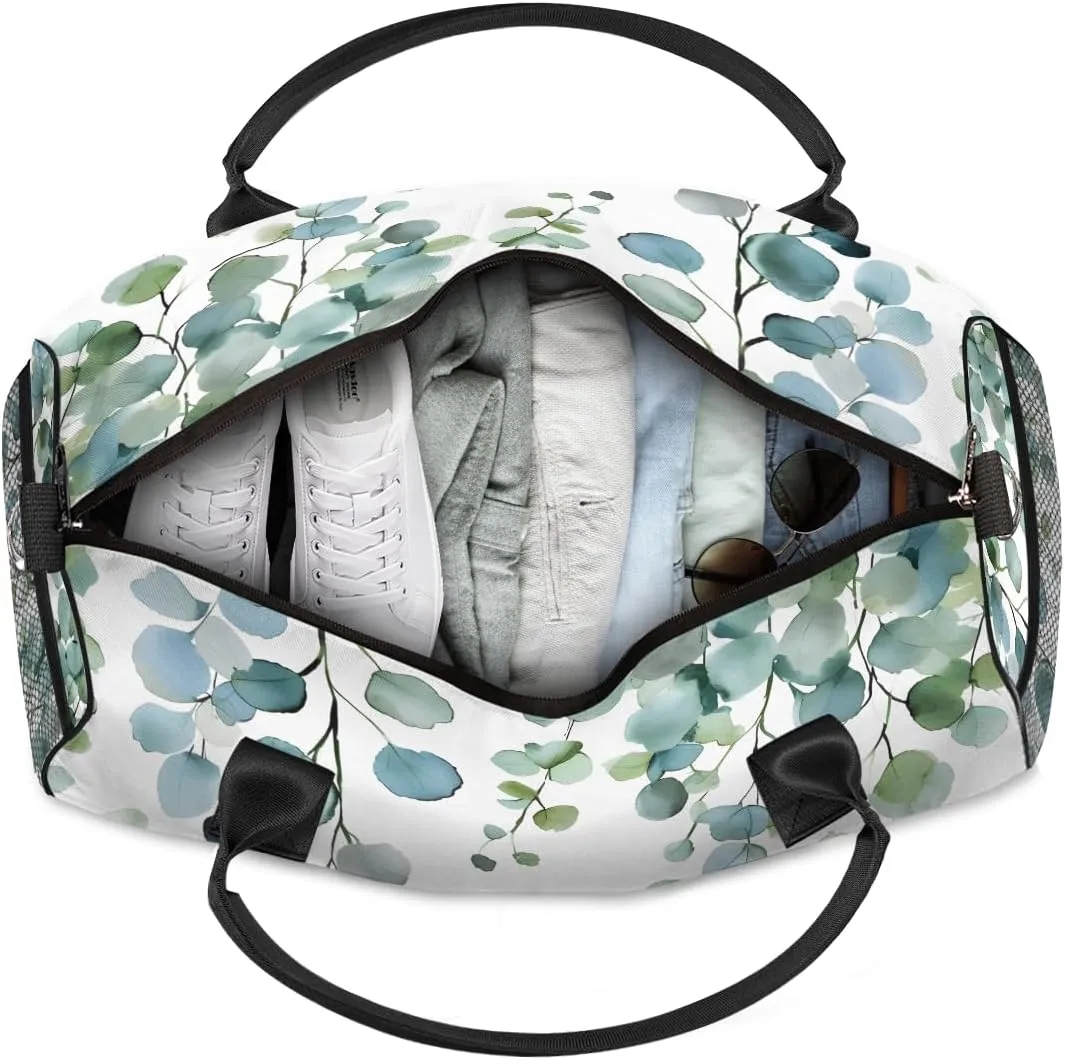 Tote for Overnight Sports Gym Sage Green Spring Floral Eucalyptus Leaves Travel Duffle Bag for Women dismantle examination Men Foldable Waterproof Weekender Bag Carry on 