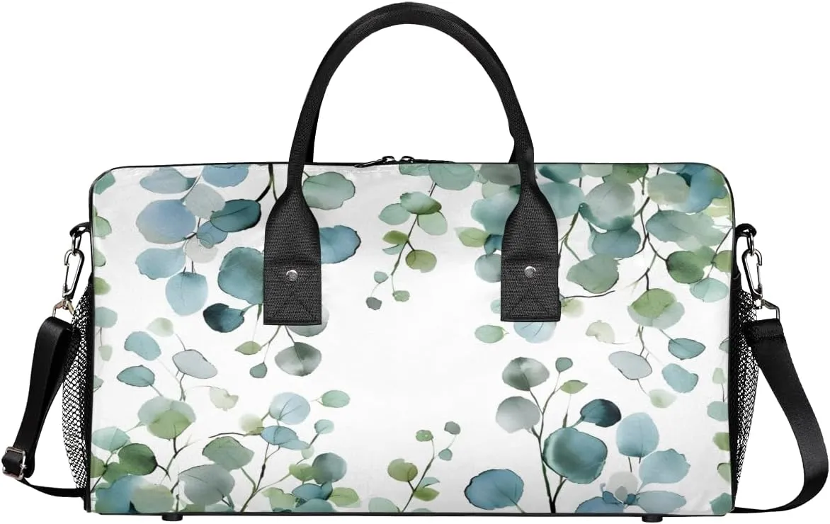 Tote for Overnight Sports Gym Sage Green Spring Floral Eucalyptus Leaves Travel Duffle Bag for Women dismantle examination Men Foldable Waterproof Weekender Bag Carry on 