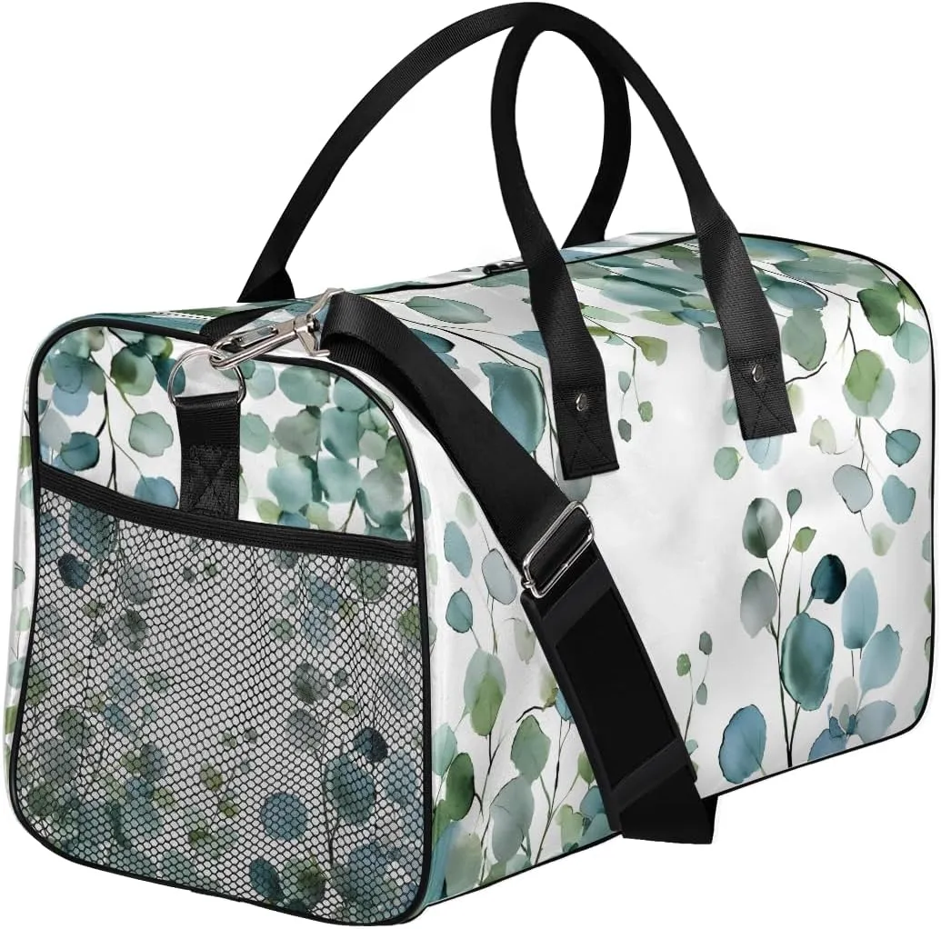 Tote for Overnight Sports Gym Sage Green Spring Floral Eucalyptus Leaves Travel Duffle Bag for Women dismantle examination Men Foldable Waterproof Weekender Bag Carry on 