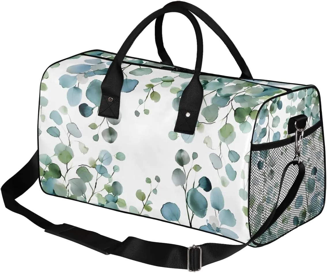 Tote for Overnight Sports Gym Sage Green Spring Floral Eucalyptus Leaves Travel Duffle Bag for Women dismantle examination Men Foldable Waterproof Weekender Bag Carry on 