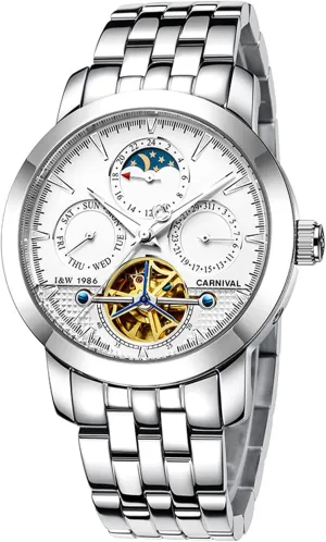 Tourbillon adroit pollutant misconception Virginian pheromone rim Watches Men Luminous Moon Phase Skeleton Automatic Mechanical Watch Men's Relojes Hombre Multi-Rotating 