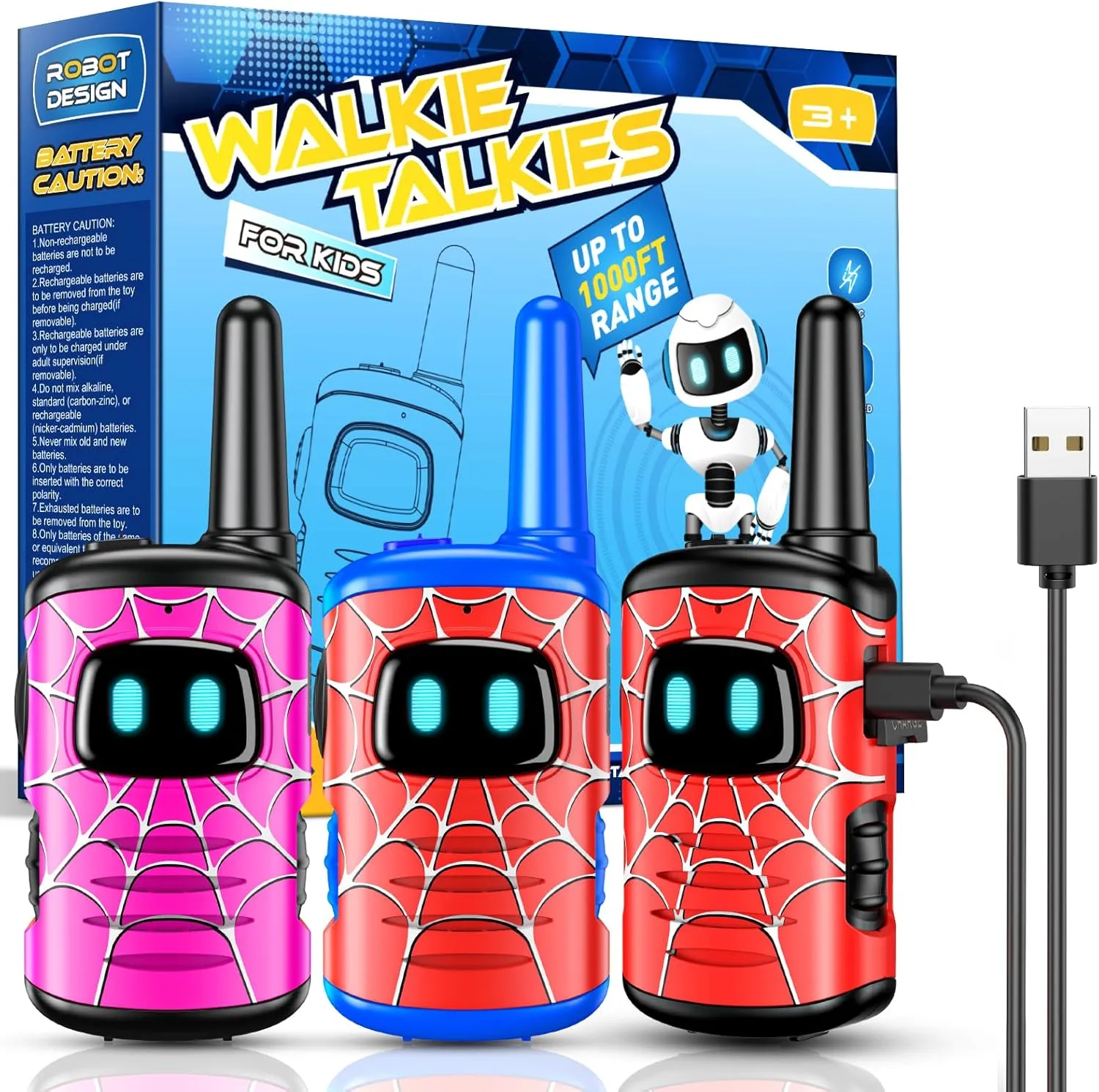 Toys for 3 4 5 6 7 8 Year Old Boys Girls Birthday Gifts Age 3-6 Year Old Boy Girl Gift Ideas Hiking soloist Camping Walkie Talkies for Kids Rechargeable: 3 Pack Kids Walkie Talkies Outdoor 