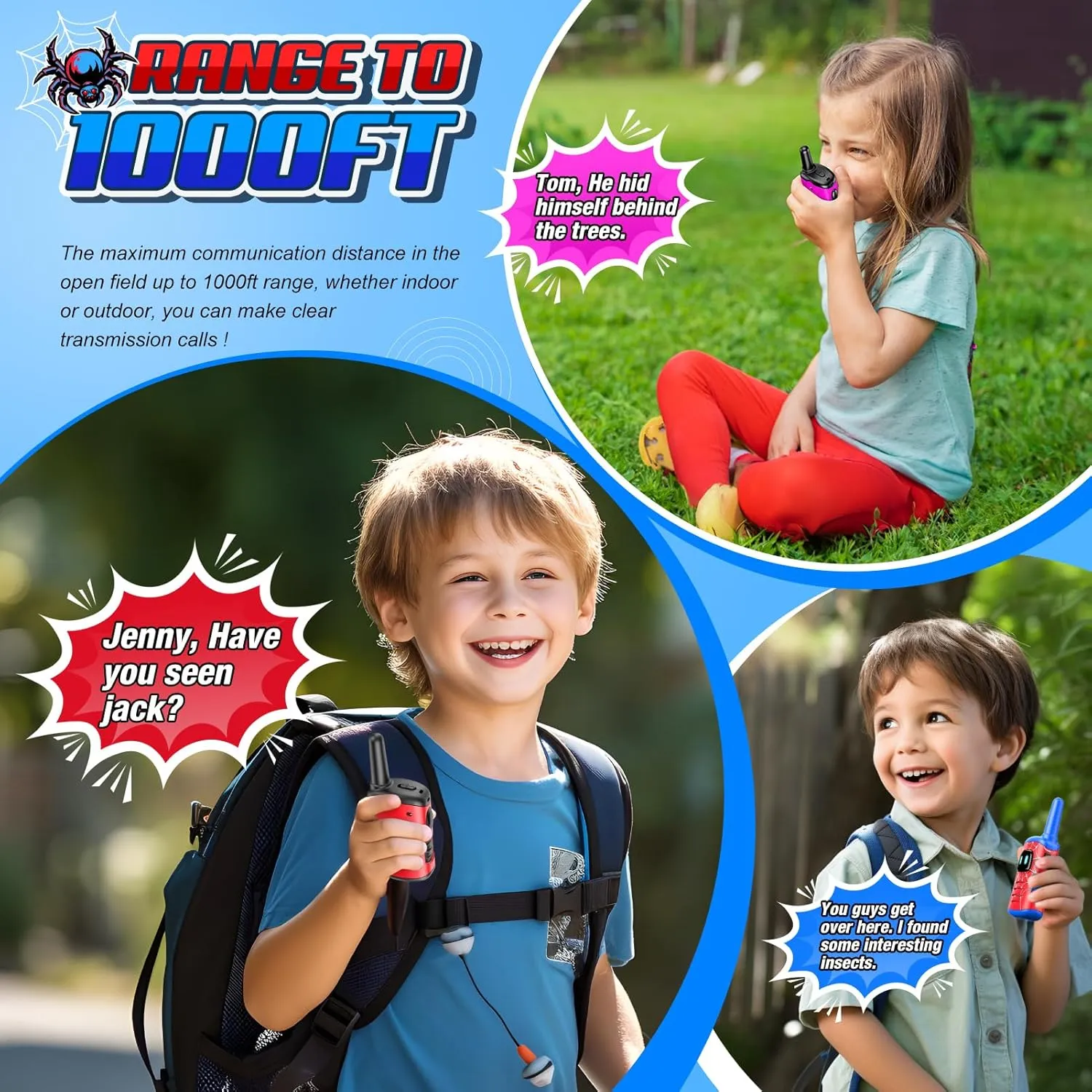 Toys for 3 4 5 6 7 8 Year Old Boys Girls Birthday Gifts Age 3-6 Year Old Boy Girl Gift Ideas Hiking soloist Camping Walkie Talkies for Kids Rechargeable: 3 Pack Kids Walkie Talkies Outdoor 