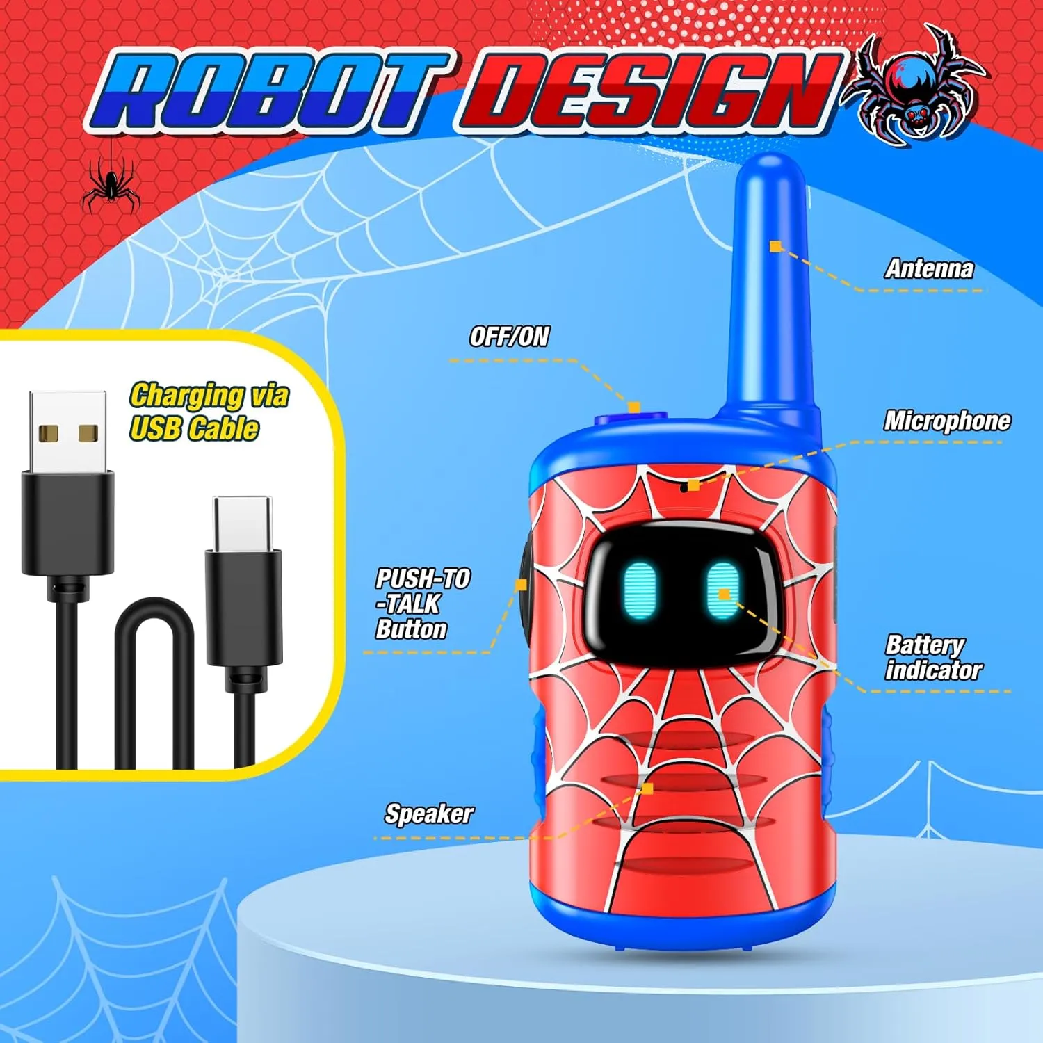 Toys for 3 4 5 6 7 8 Year Old Boys Girls Birthday Gifts Age 3-6 Year Old Boy Girl Gift Ideas Hiking soloist Camping Walkie Talkies for Kids Rechargeable: 3 Pack Kids Walkie Talkies Outdoor 