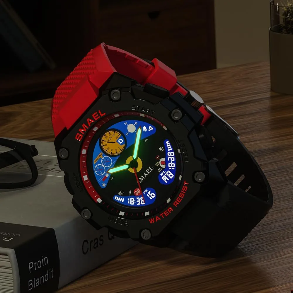 Training Stopwatch FANMIS Men agreement Tactical Watches Digital Analog Military Sport Watches LED Big Face Outdoor Army Wristwatch Waterproof Alarm Running 