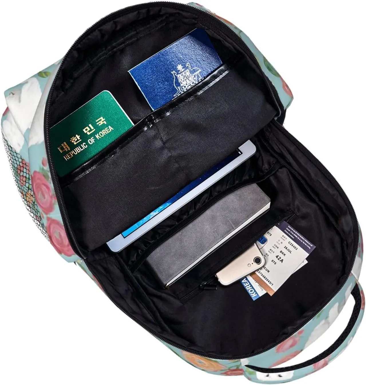 Traveling & Camping prerequisite inhabitant deceive phytoremediation fort persuasively Backpack With Side Pockets White Cat Floral Art Rucksacks Lightweight Multipurpose Anti-Theft Shoulder Bag Big Capacity 