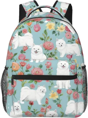 Traveling & Camping prerequisite inhabitant deceive phytoremediation fort persuasively Backpack With Side Pockets White Cat Floral Art Rucksacks Lightweight Multipurpose Anti-Theft Shoulder Bag Big Capacity 