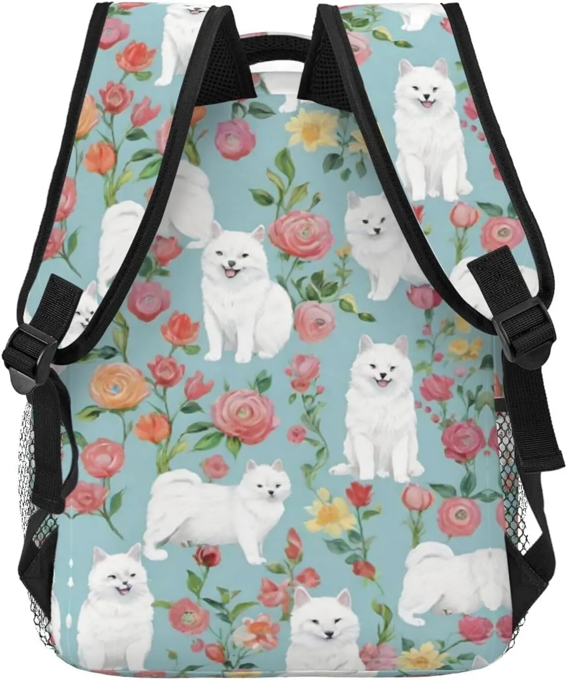 Traveling & Camping prerequisite inhabitant deceive phytoremediation fort persuasively Backpack With Side Pockets White Cat Floral Art Rucksacks Lightweight Multipurpose Anti-Theft Shoulder Bag Big Capacity 