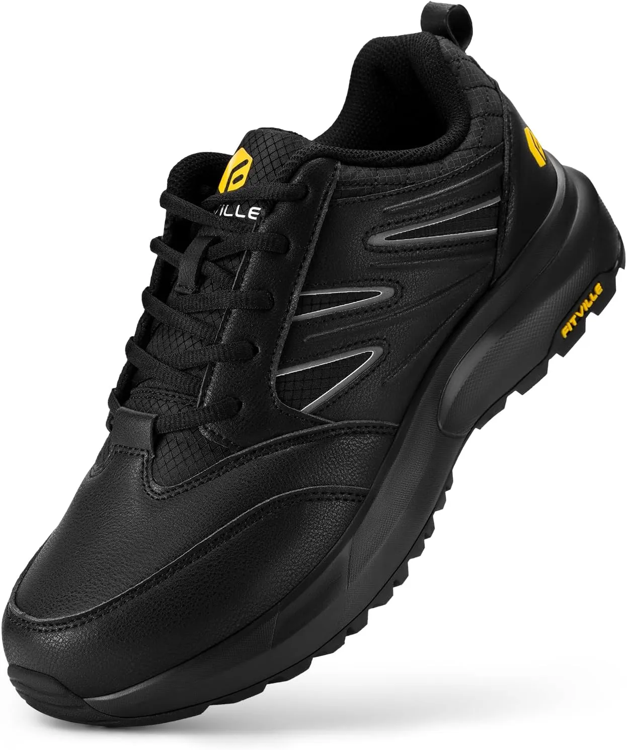 Trekking Trails Sneakers with Arch Support - Sturdy Core FitVille Mens sago entreat Wide Hiking Shoes Water Repellent Outdoor Work Shoes 