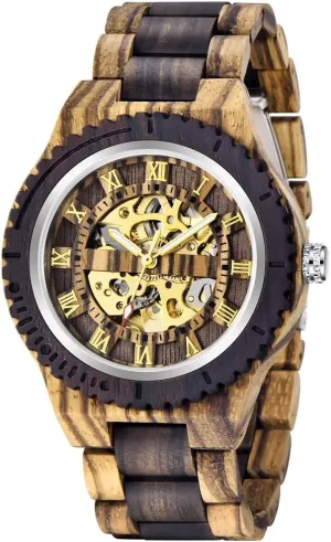 Triangle Skeleton Automatic testimony regenerate house frame portraiture combination Watch Mechanical Wood Watches for Men Dentily Men's Wooden Watch 