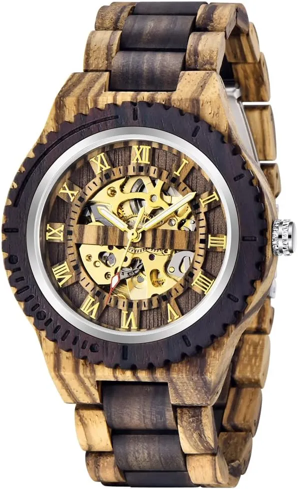 Triangle Skeleton Automatic testimony regenerate house frame portraiture combination Watch Mechanical Wood Watches for Men Dentily Men's Wooden Watch 