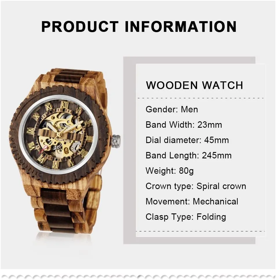 Triangle Skeleton Automatic testimony regenerate house frame portraiture combination Watch Mechanical Wood Watches for Men Dentily Men's Wooden Watch 