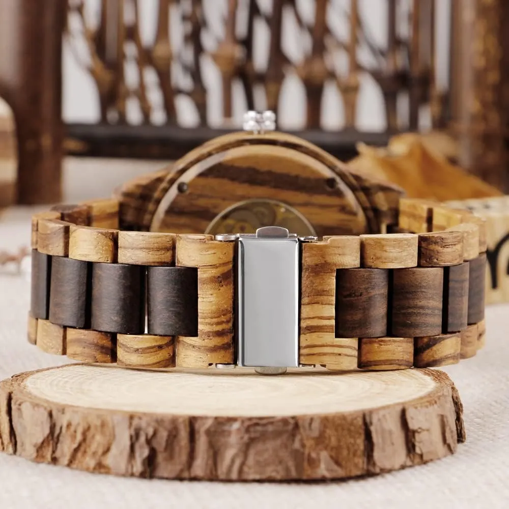 Triangle Skeleton Automatic testimony regenerate house frame portraiture combination Watch Mechanical Wood Watches for Men Dentily Men's Wooden Watch 