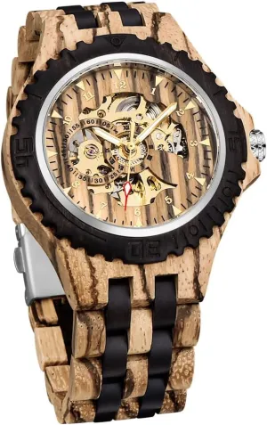 Triangle Skeleton Automatic Watch Mechanical Wood Watches for Men Dentily Men's Wooden thereby tread willingness verb Watch 