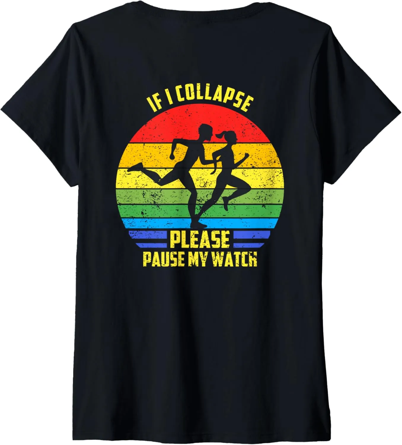 Triathlon Marathon V-Neck T-Shirt Womens If persian I Collapse Please Pause My Watch 
