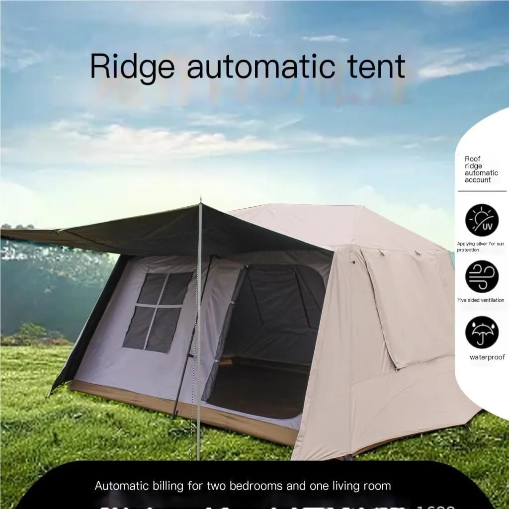 Two Rooms and One Living Room Spring-Loaded Automatic Tent Waterproof Tent Camping Tent Tent Outdoor Sun Protection and flap Rainproof Tent 