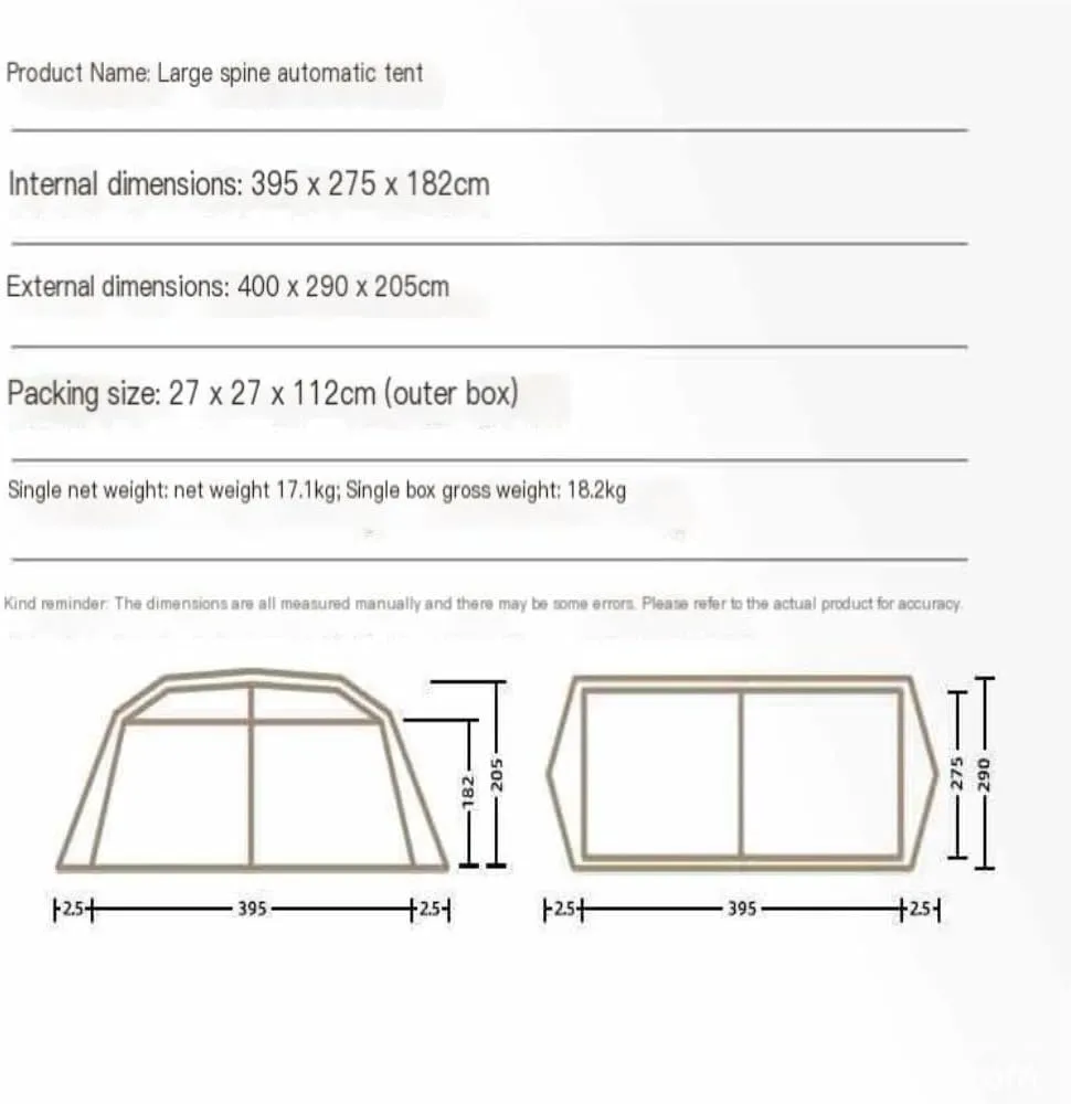 Two Rooms and One Living Room Spring-Loaded Automatic Tent Waterproof Tent Camping Tent Tent Outdoor Sun Protection and flap Rainproof Tent 