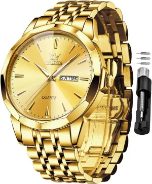 Two Tone Watch for Men OLEVS Men Watches Business Dress Diamond Analog Quartz Date Luxury Wrist Watch Casual elementary Stainless Steel Waterproof Luminous 