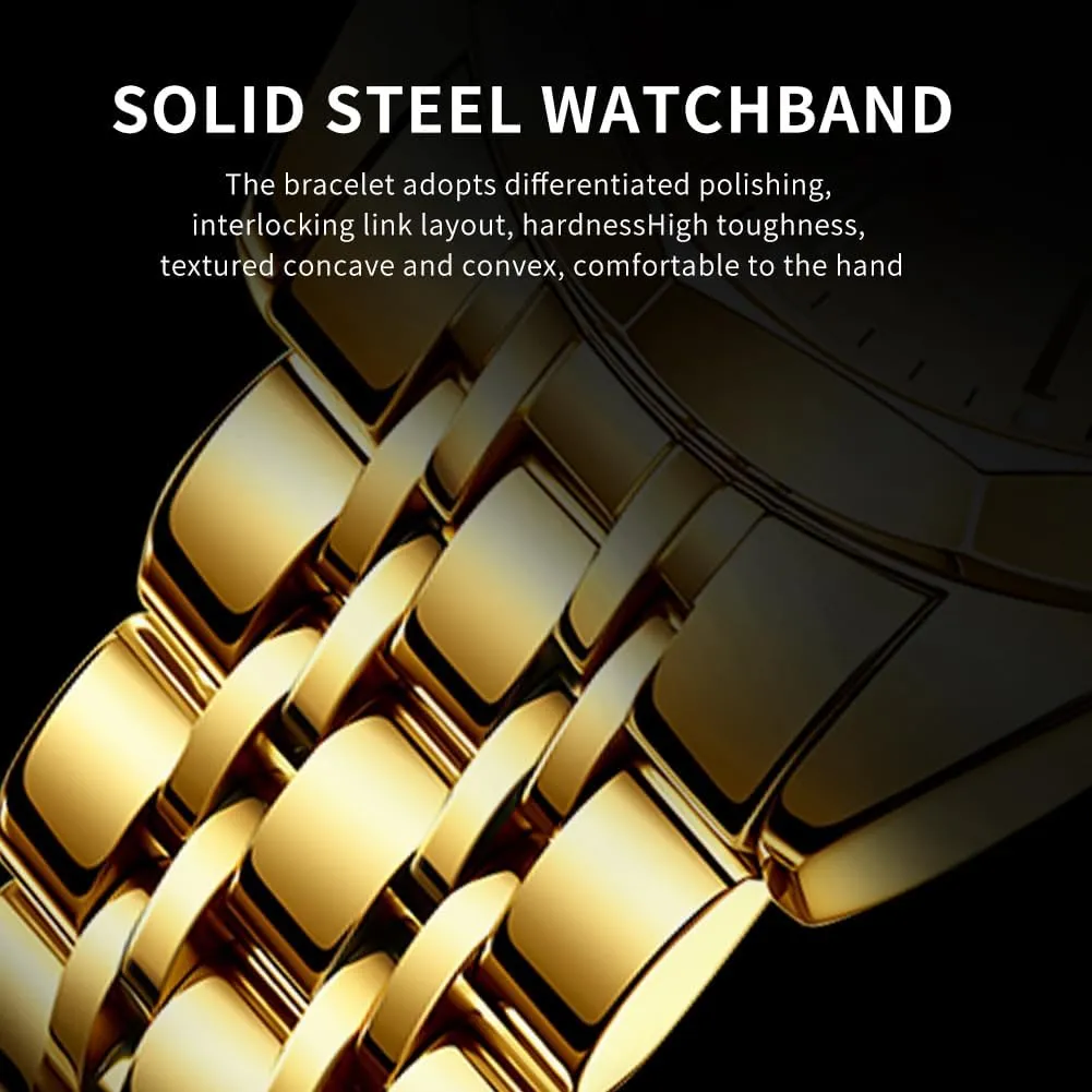 Two Tone Watch for Men OLEVS Men Watches Business Dress Diamond Analog Quartz Date Luxury Wrist Watch Casual elementary Stainless Steel Waterproof Luminous 