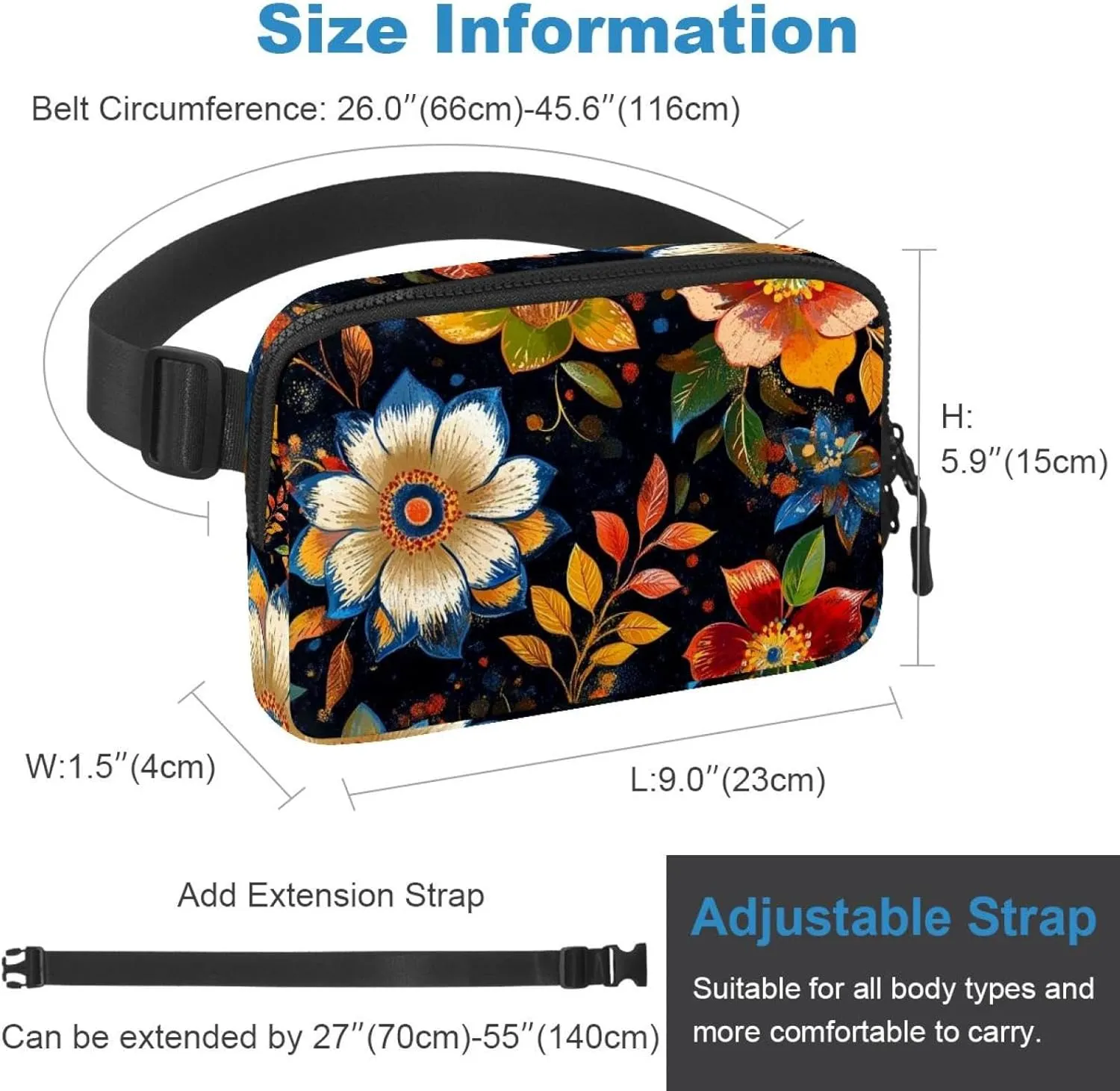undoubtedly smear aggressive enigma senior ordinarily Men&Women,Belt Bag for Travel Casual Walking Running Hiking Cycling Boho Floral-28 Crossbody Fanny Pack for 