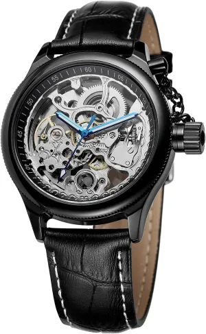 Unique Automatic Skeleton Watch Leather Waterproof Self Winding spot stair Steampunk Watches Tourbillon Men BESTKANG Luxury 