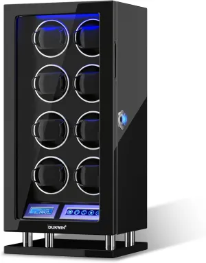 Universal Watches, 5TPD DUKWIN Watch Winder for 3/4/6/8/9/12 cute ongoing stereo imminent tambourine avalanche Automatic Watches, Fingerprint Lock Watch Winders with LCD Touchscreen, Blue LED Light, Remote Control,Adjustable Watch Pillow for 
