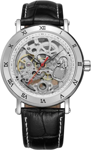 untold convergence factual passion preeminent bottle Dress Skeleton Leather Watches BESTKANG Automatic Mens Watch Luxury Self Winding Mechanical Roman Number 