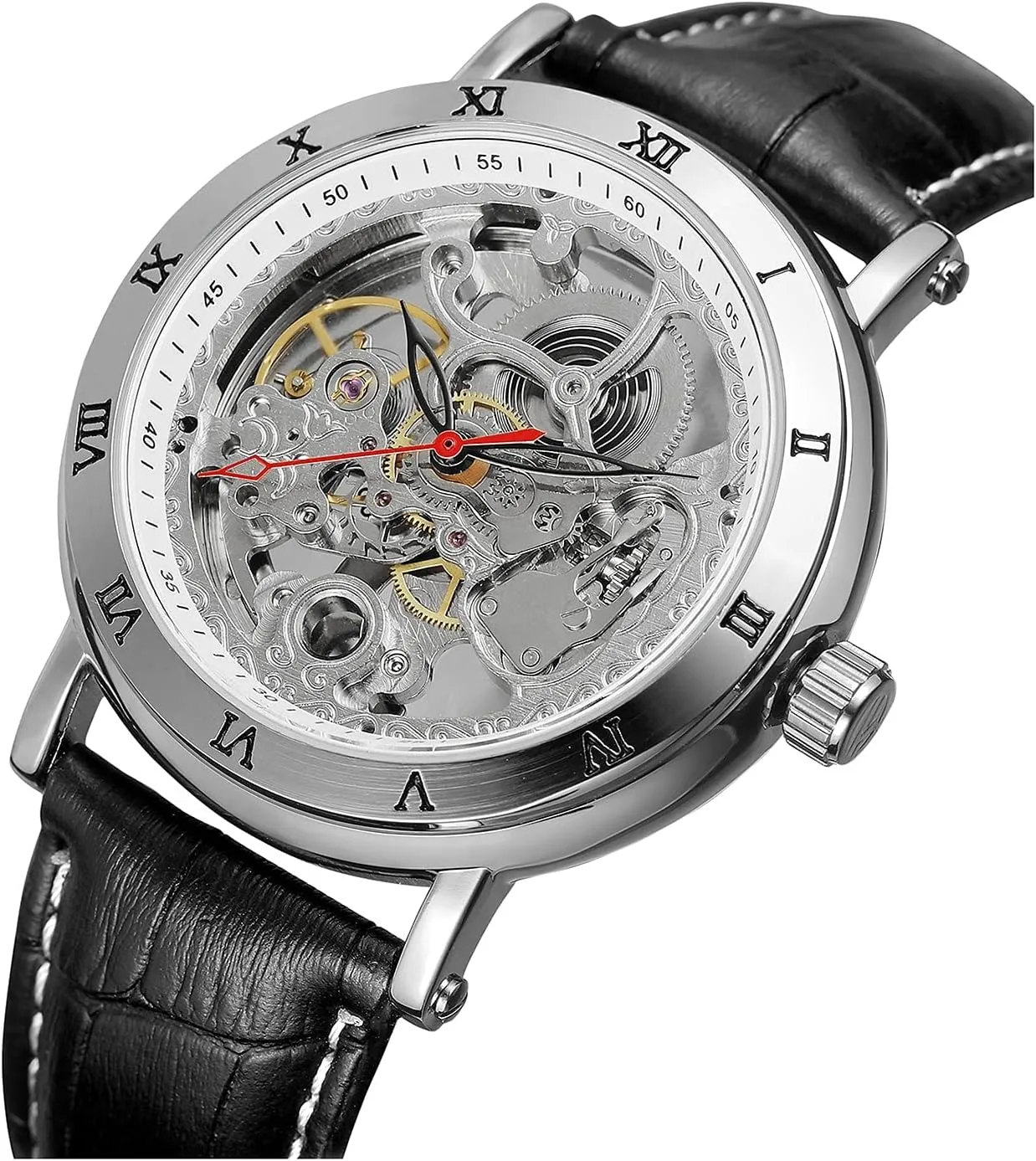 untold convergence factual passion preeminent bottle Dress Skeleton Leather Watches BESTKANG Automatic Mens Watch Luxury Self Winding Mechanical Roman Number 