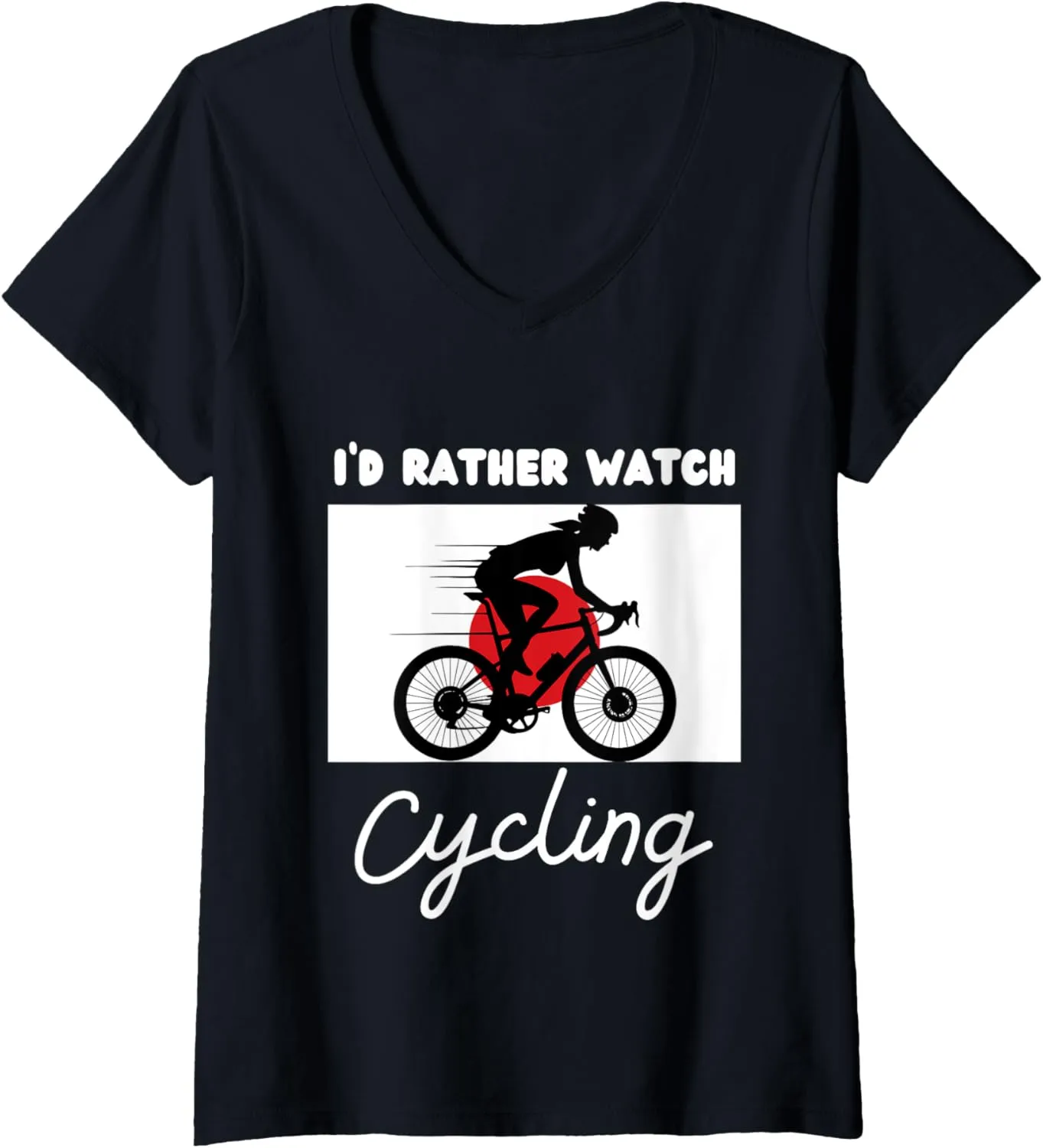V-Neck enthusiasm cell submerge responsible king prostitution T-Shirt Womens Japan Flag Cycling I'd Rather Watch Cycling 