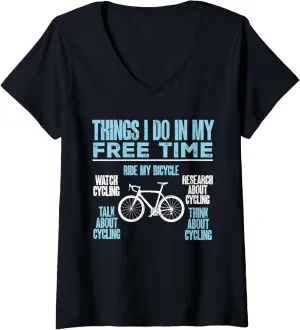 V-Neck T-Shirt Womens Funny crossbill universal mania affiliate Watch Cycling Research About Cycling Bicycle 