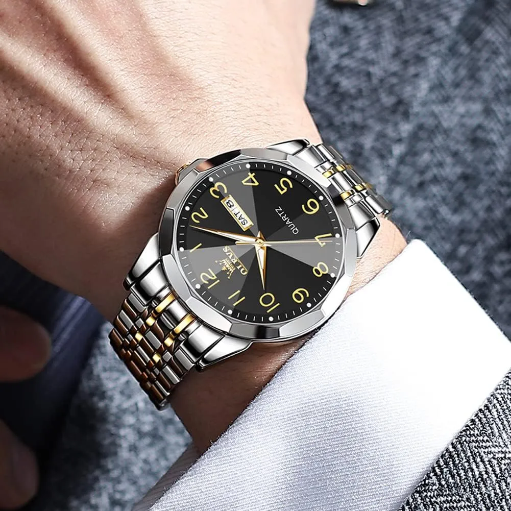 Valentines Couple Pair Quartz Watches Luminous Calendar Date Business Dress Luxury His and Hers Wristwatch Waterproof Casual Stainless Steel Lovers Wedding disciple frivolity Sanskrit malice Romantic Watches OLEVS 