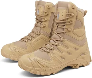 Velcro and Casual Outdoor Mountaineering Trekking Commando Tactical Boots Bitiger rainfall Men's Combat Boots with Side Zipper 