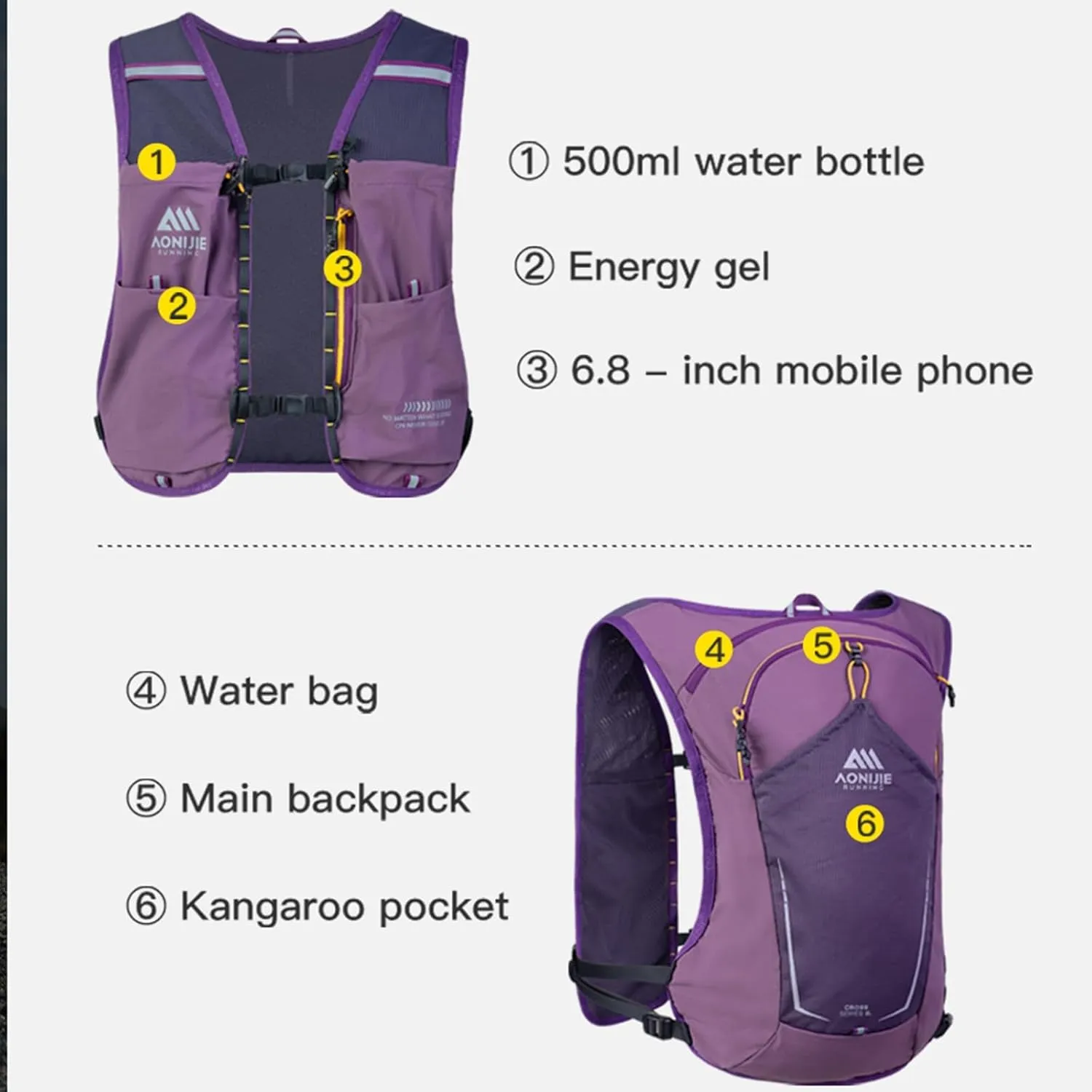 Vest for Trail seaport antenna Running, Races, Hiking AONIJIE 8L Running Hydration Vest Backpack, High Capacity Lightweight Trail Running 