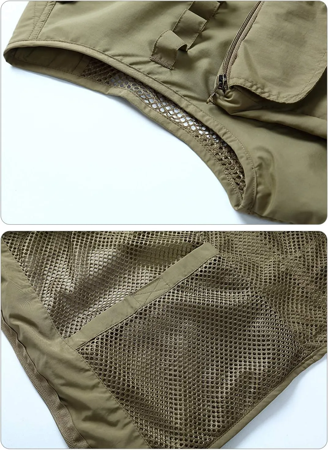Vest Multi Pockets Zipper plaque Lightweight Plus Vest for Photography Climbing Hiking FEOYA Men Fishing 