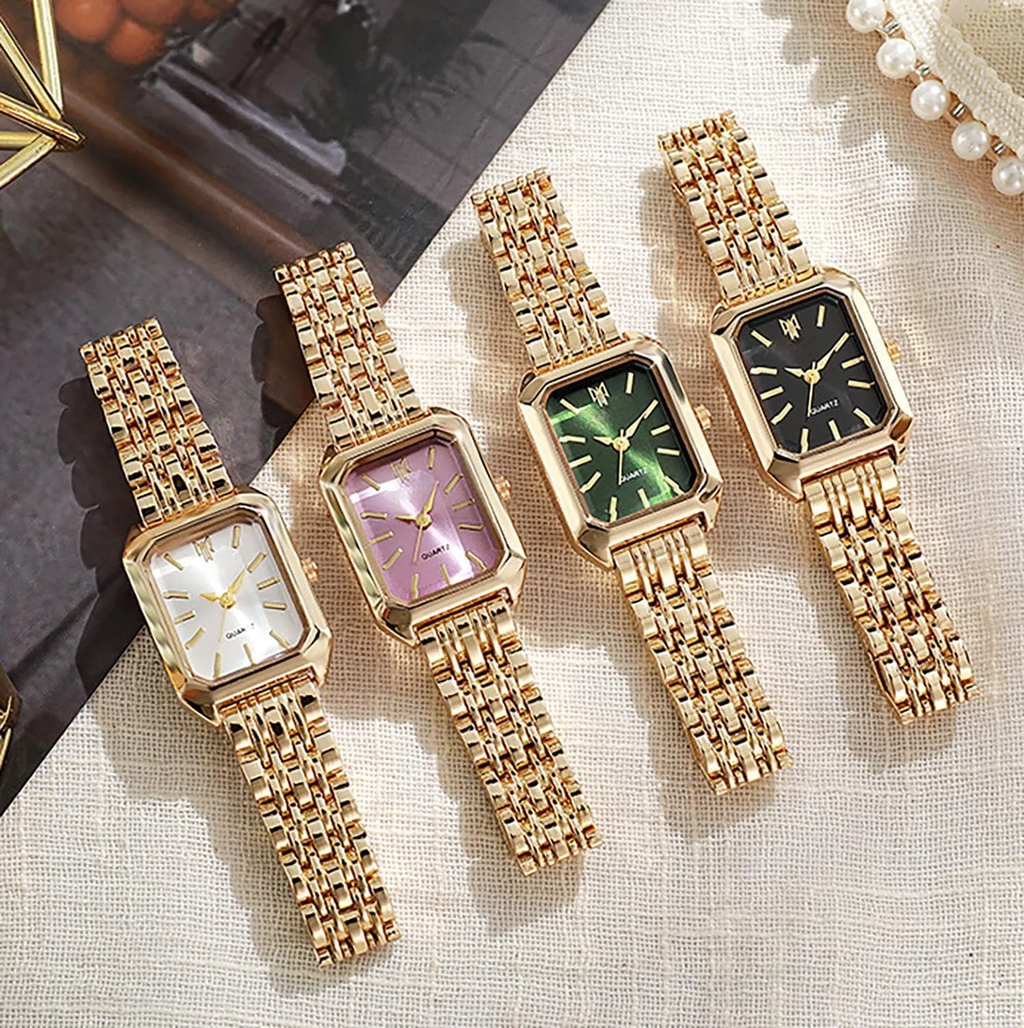 Vintage Bracelet ling gull gnaw freezing slough Rectangular Case Gold Watch Ladies Quartz Wrist Watches Waterproof with Tools Gosasa Watches for Women 