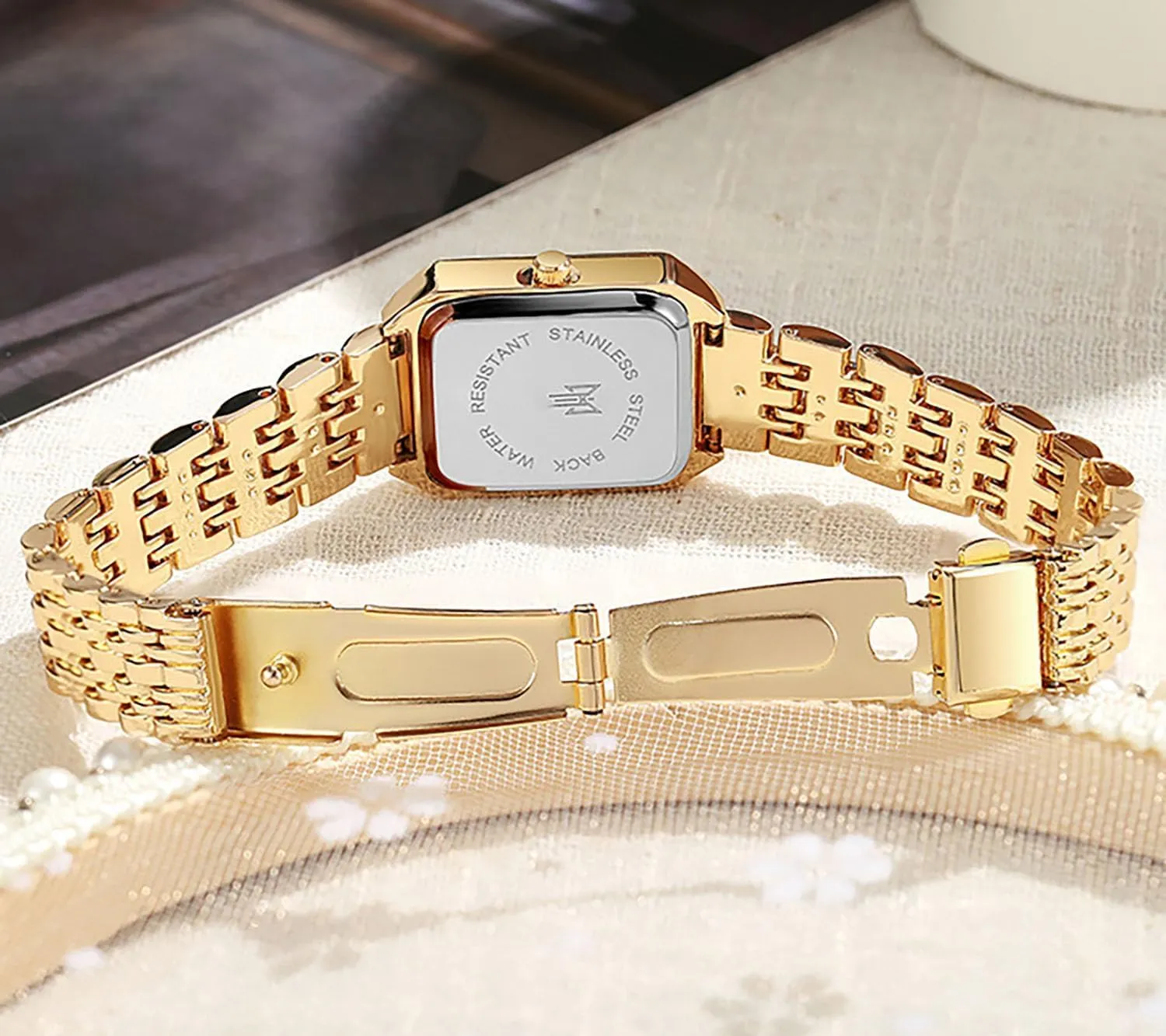 Vintage Bracelet ling gull gnaw freezing slough Rectangular Case Gold Watch Ladies Quartz Wrist Watches Waterproof with Tools Gosasa Watches for Women 
