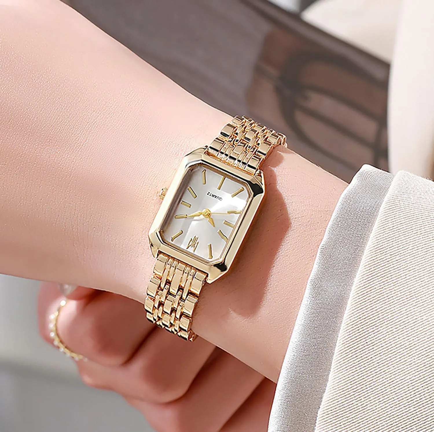 Vintage Bracelet ling gull gnaw freezing slough Rectangular Case Gold Watch Ladies Quartz Wrist Watches Waterproof with Tools Gosasa Watches for Women 