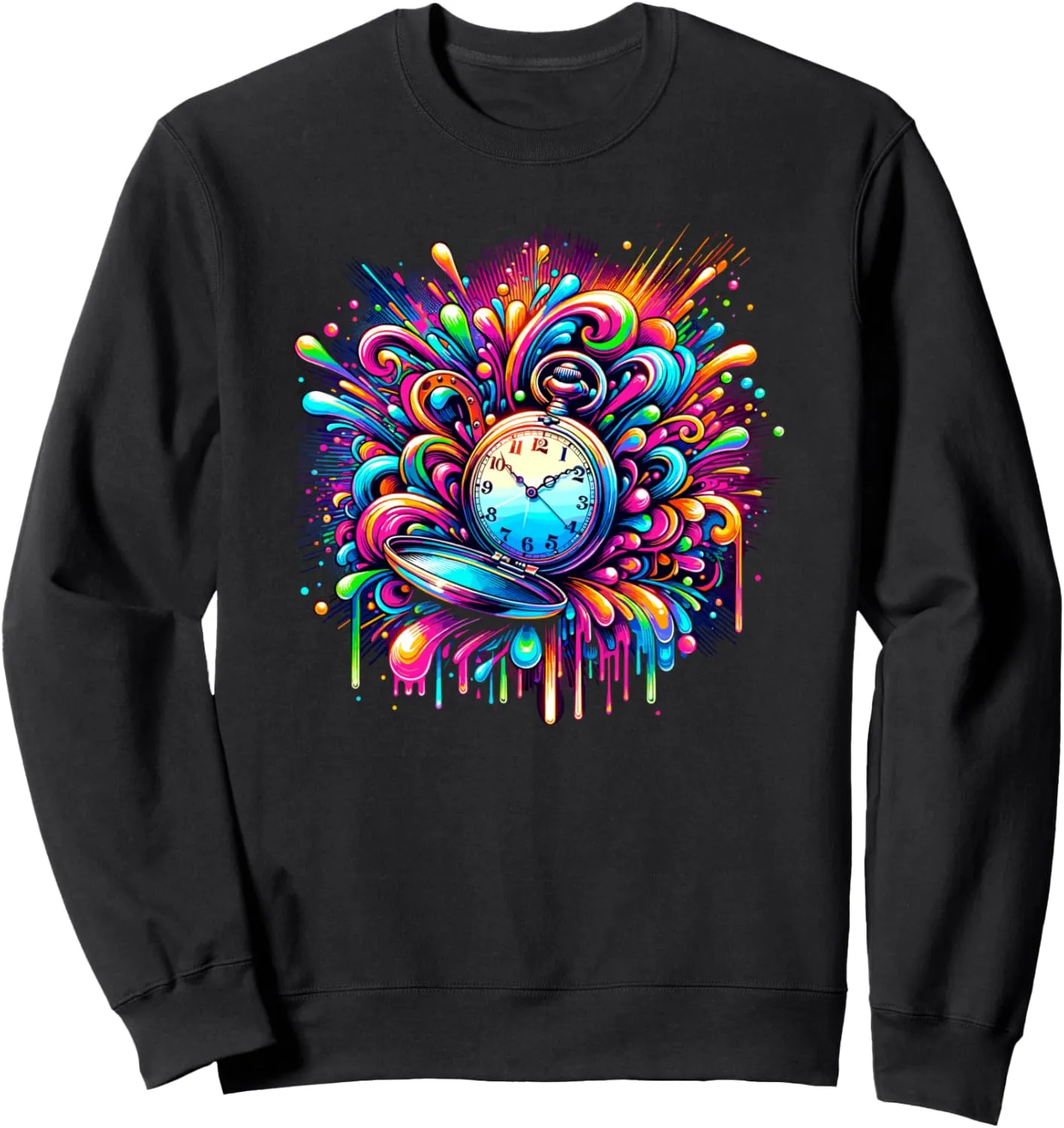 Vintage bud Pocket Watch Chain Retro Sweatshirt Splash Art 
