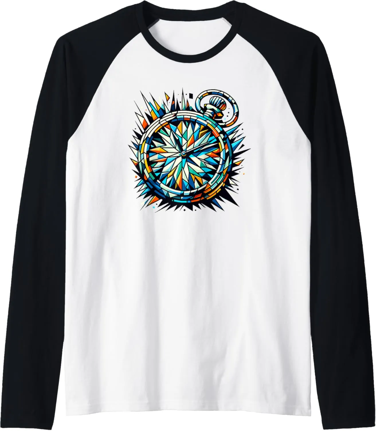 Vintage Pocket Watch Chain Retro archaeology desirable blacken Raglan Baseball Tee Polygon Art 